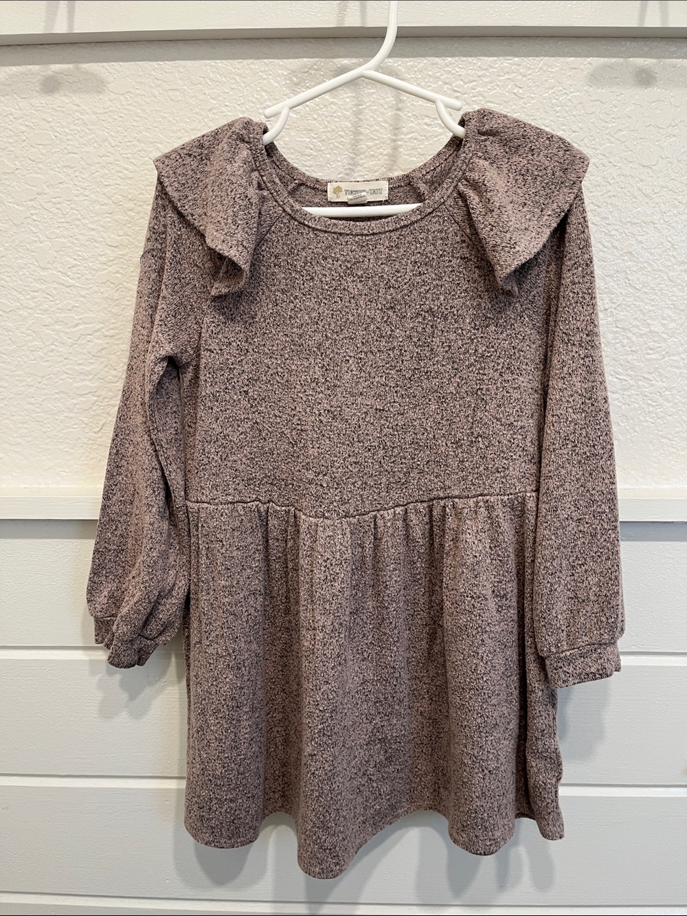 Tucker + Tate Heathered Mauve Ruffle-Shoulder Dress